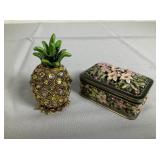 Two Jeweled Enameled Metal Trinket Boxes
