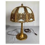 Art Nouveau Rose Slag Glass Table Lamp