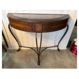 Demi-Lune Wood and Metal Console Table