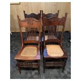 Set of Four Victorian Oak Pressed Back Side Chairs