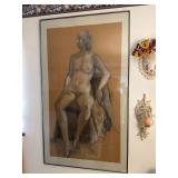 Large Scale Reclining Female Nude Charcoal