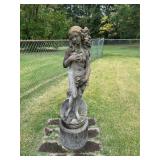 Cast Concrete Birth of Venus Figure with Pedestal