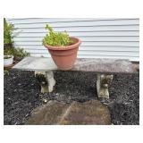 Concrete Garden Bench with Planter