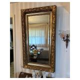Large Ornate Gilt and Silvered Beveled Wall Mirror