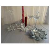 Group of Seven Cut Glass and Crystal Candle Stands