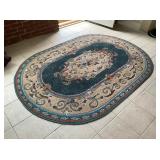 Traditional Floral Oval Machine-Made Rug