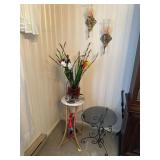 Bamboo and Marble Stand with Metal Table and Decor