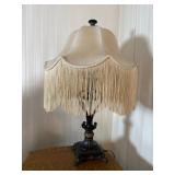 Traditional Metal Table Lamp with Tasseled Shade