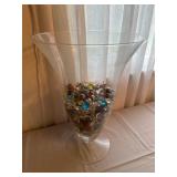 Large Glass Trumpet Vase with Glass Beads