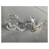 Two Faceted Lead Crystal Animal Figurines