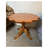 Maple Scalloped Edge Pedestal Side Table