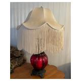 Victorian Style Red Crackle Glass Table Lamp