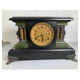 Sessions Black Mantel Clock with Faux Marble