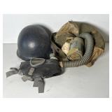 US Military M1 Helmet and M3 Service Gas Mask