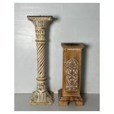 Two Carved Wooden Candle Stands
