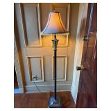 Cast Metal Floor Lamp with Beaded Fabric Shade