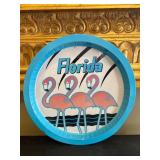Vintage Florida Flamingo Souvenir Metal Tray