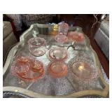 Assortment of Pink Depression Glass Tableware