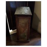 Antique Painted Wood and Cane Waste Can