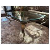 Painted Cast Iron and Glass Coffee Table