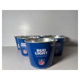 Six Bud Light NFL Metal Beer Buckets