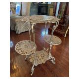 Victorian Style Cast Metal Four Tier Plant Stand