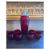 Ruby Glass Cocktail Shaker and Matching Set