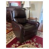 Contemporary Brown Leather Power Reclining Chair