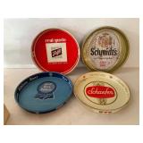 Group of Four Vintage Lithographed Beer Trays