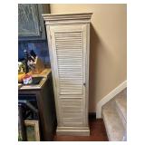 Painted One Door Cabinet with Louvered Panels