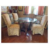 Round Glass Top Table and Four Chairs