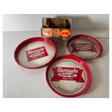 Budweiser Bar Caddy and Three Rheingold Trays