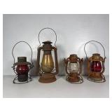 Four Rusted Dietz and Handlan Railroad Lanterns