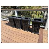 Set of Four Black Traditional Porch Planters
