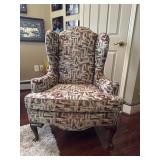 Geometric Upholstered Wingback Armchair