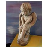 Cast Concrete Crouching Angel Garden Statue