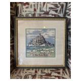 Framed Mont Saint-Michel Petty Point Needlework
