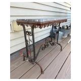 Wrought Iron Marble Top Console Table