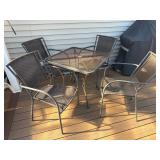 Five Piece Metal and Resin Wicker Dining Set