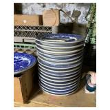 17 Japanese Blue Willow Divided Grill Plates