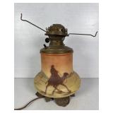 Painted Glass Plume & Atwood Oil Lamp Base