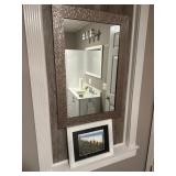 Metallic Mosaic Mirror and Beach Print