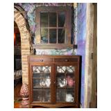 Mahogany Cabinet and Architectural Wall Mirror