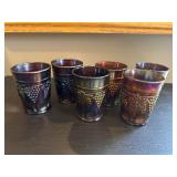 6 Northwood Amethyst Carnival Glass Tumblers