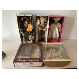 Assortment of Five Porcelain and Vinyl Dolls