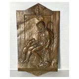 Antique French Ulysses and Argos Copper Wall Plaqu