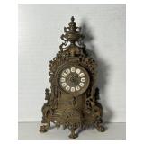 Victorian Style Cast Metal Quartz Mantel Clock