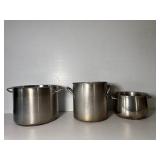 Three Commercial Stainless Steel Stockpots