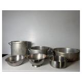 Group of Six Commercial Aluminum and Steel Cookwar