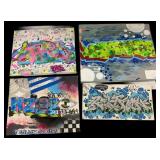 Assortment of Graffiti Art on Canvas and Panel